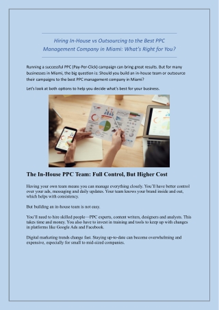 Hiring In House vs Outsourcing to the Best PPC Management Company in Miami What's Right for You