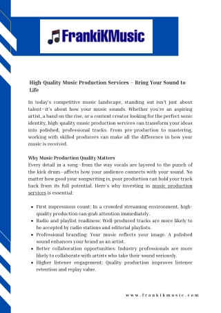 High-Quality Music Production Services – Bring Your Sound to Life