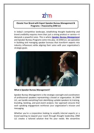 Deliver Excellence with Speaker Bureau Programs