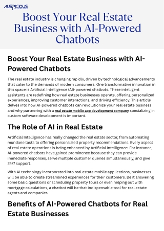 Boost Your Real Estate Business with AI-Powered Chatbots
