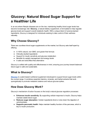 Glucovy_ Natural Blood Sugar Support for a Healthier Life