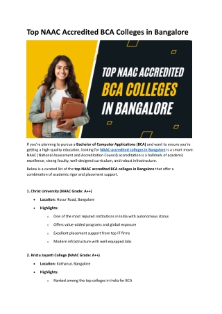 Top NAAC Accredited BCA Colleges in Bangalore
