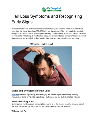Hair Loss Symptoms and Recognising Early Signs