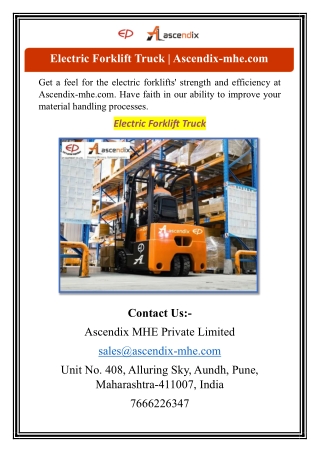 Electric Forklift Truck | Ascendix-mhe.com