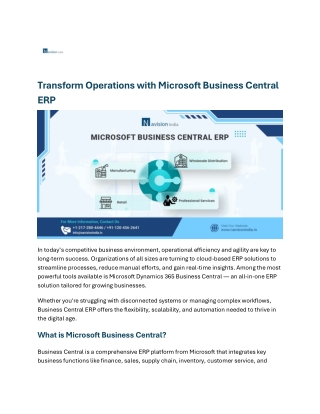 Transform Operations with Microsoft Business Central ERP