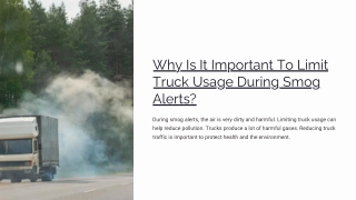 Why Is It Important To Limit Truck Usage During Smog Alerts?