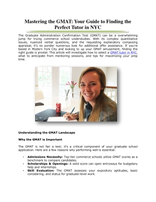 Mastering the GMAT: Your Guide to Finding the Perfect Tutor in NYC
