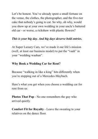 Baraat in a Mercedes-Benz? Because Ghodi is So Last Century!