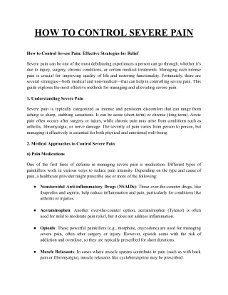 HOW TO CONTROL SEVERE PAIN