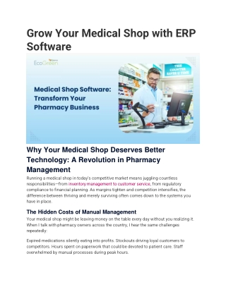 Grow Your Medical Shop with ERP Software