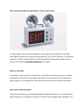 Why Choosing the Right Exit Light Matters