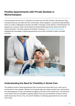 Flexible Appointments with Private Dentists in Wolverhampton