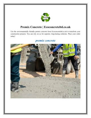 Premix Concrete Ecoconcreteltd.co.uk