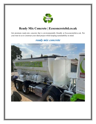 Ready Mix Concrete  Ecoconcreteltd.co.uk