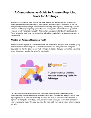 A Comprehensive Guide to Amazon Repricing Tools for Arbitrage
