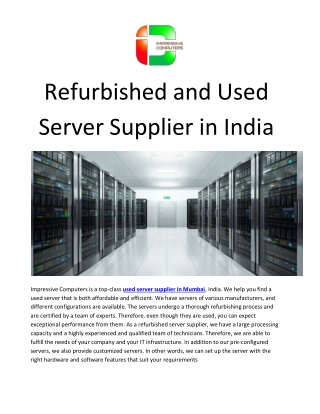 Refurbished Server Suppliers