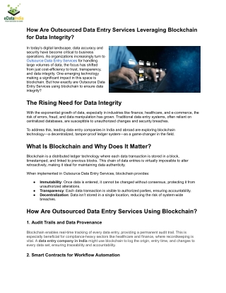 How Are Outsourced Data Entry Services Leveraging Blockchain for Data Integrity