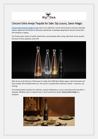 Cincoro Extra Anejo Tequila for Sale: Sip Luxury, Savor Magic