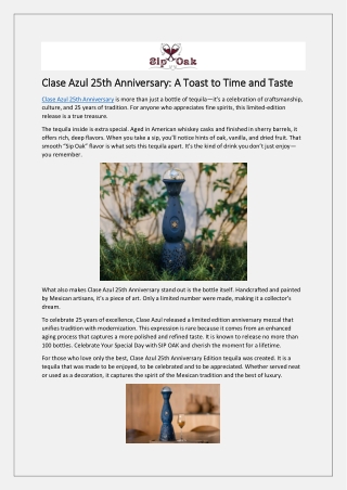 Clase Azul 25th Anniversary: A Toast to Time and Taste