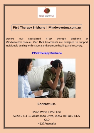 Ptsd Therapy Brisbane Mindwavetms.com.au