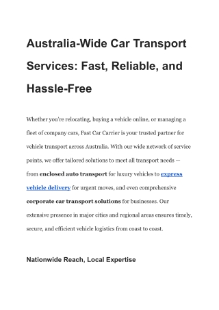 Nationwide Car Transport Locations – Fast & Secure Vehicle Delivery