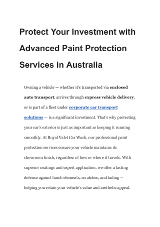Protect Your Paint with Expert Car Detailing Services in Australia