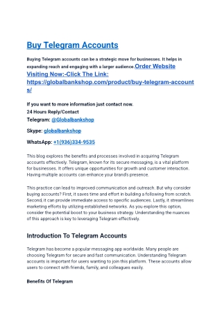How to best  top Buy,Telegram Accounts