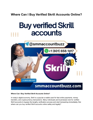 Where Can I Buy Verified Skrill Accounts Online