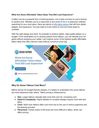 What Are Some Affordable Tattoo Ideas That Still Look Expensive