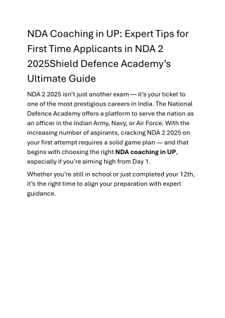 NDA coaching in up India