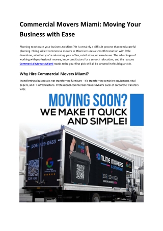 Commercial Movers Miami Moving Your Business with Ease