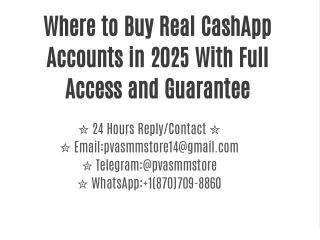 Where to Buy Real CashApp Accounts in 2025 With Full Access and Guarantee