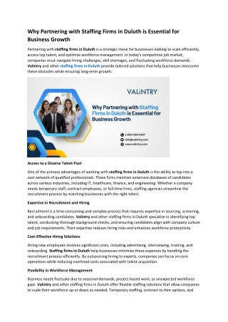 Why Partnering with Staffing Firms in Duluth is Essential for Business Growth