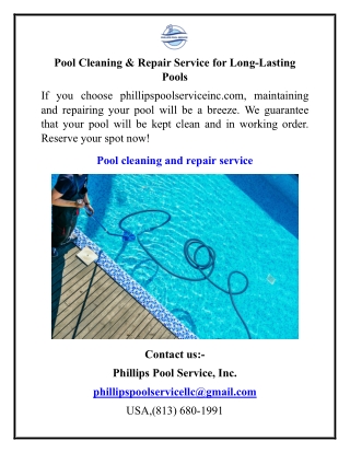 Pool Cleaning & Repair Service for Long-Lasting Pools