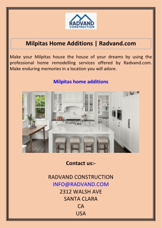 Milpitas Home Additions Radvand.com