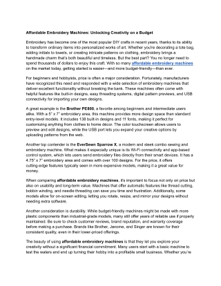 Affordable Embroidery Machines