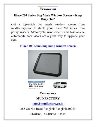 Hiace 200 Series Bug Mesh Window Screen – Keep Bugs Out!