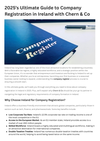 2025’s Ultimate Guide to Company Registration in Ireland with Chern & Co