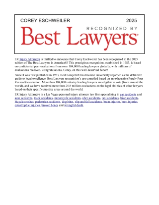 Corey Eschweiler has been recognized in the 2025 edition of The Best Lawyers in America