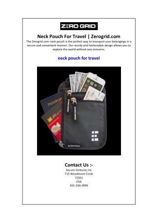 Neck Pouch For Travel Zerogrid.com