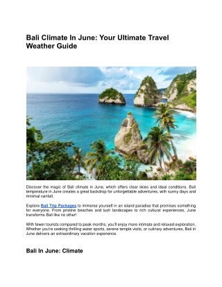 Bali Climate In June Your Ultimate Travel Weather Guide