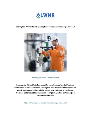 Accrington Water Main Repairs | Lancashirewatermainrepairs.co.uk