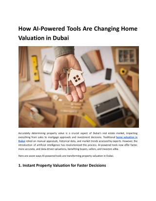 How AI-Powered Tools Are Revolutionizing Home Valuation in Dubai