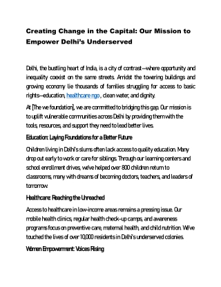 Creating Change in the Capital- Our Mission to Empower Delhi’s Underserved
