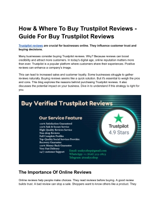 How & Where To Buy Trustpilot Reviews - Guide For Buy Trustpilot Reviews