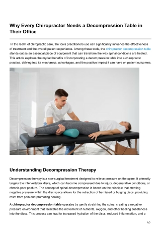 Why Every Chiropractor Needs a Decompression Table in Their Office