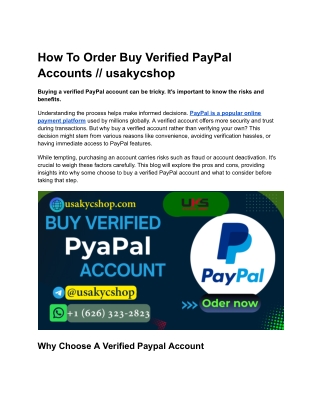How To Order Buy Verified PayPal Accounts __ usakycshop