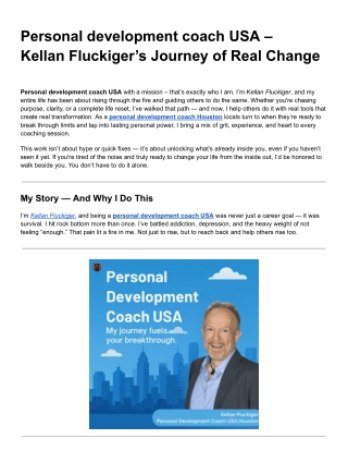 Personal development coach USA –   Kellan Fluckiger’s Journey of Real Change