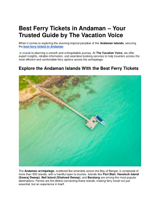Best Ferry Tickets in Andaman – Book with The Vacation Voice