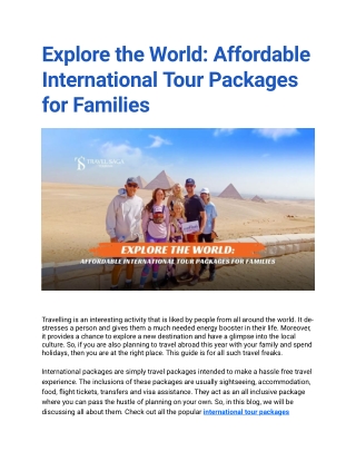 Book International Tour Packages